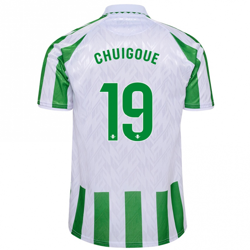 Kids Football Dorine Chuigoué #19 Green White Stripes Home Jersey 2024/25 T-Shirt Uk