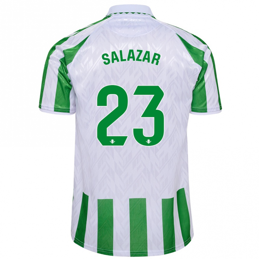 Kids Football Noelia Salazar #23 Green White Stripes Home Jersey 2024/25 T-Shirt Uk