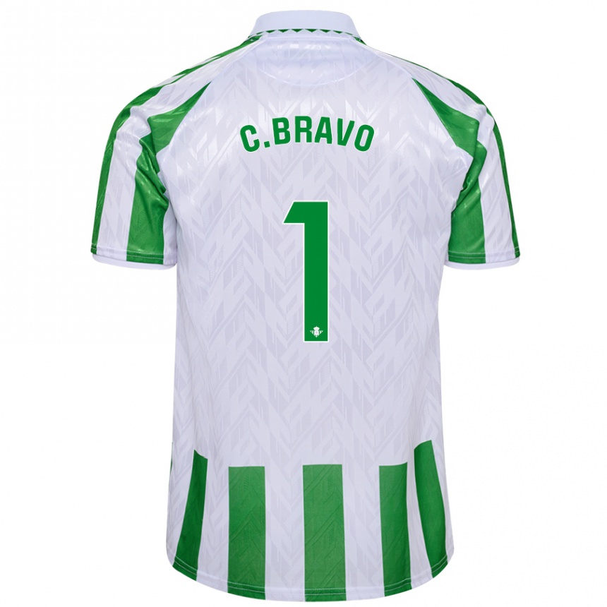 Kids Football Claudio Bravo #1 Green White Stripes Home Jersey 2024/25 T-Shirt Uk