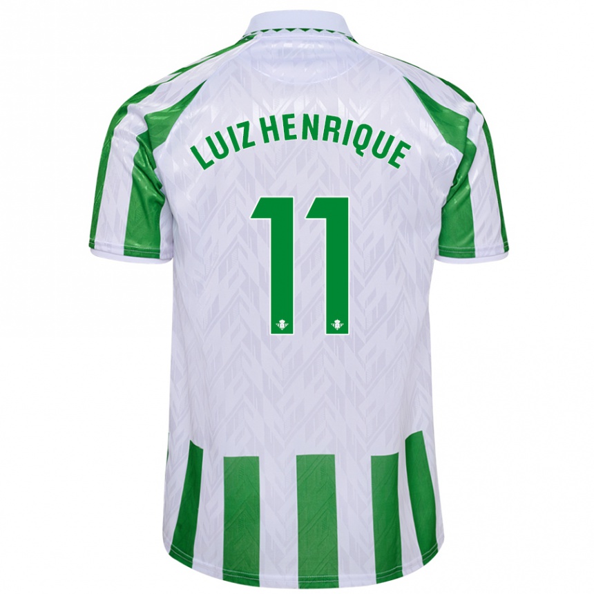 Kids Football Luiz Henrique #11 Green White Stripes Home Jersey 2024/25 T-Shirt Uk