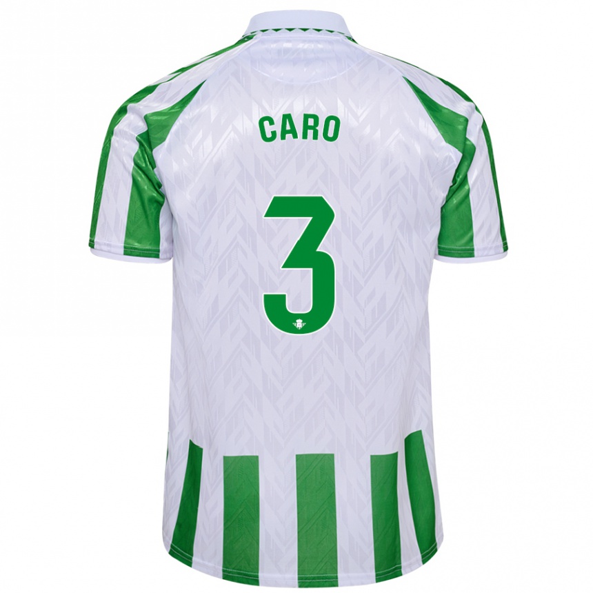 Kids Football Andrés Caro #3 Green White Stripes Home Jersey 2024/25 T-Shirt Uk