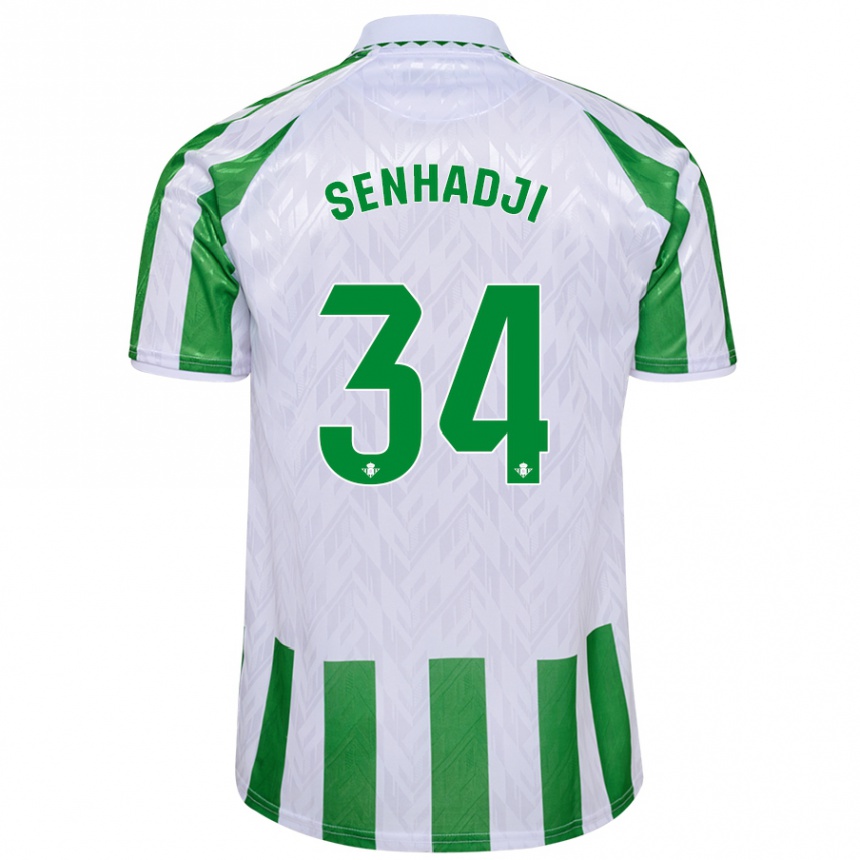 Kids Football Yanis Senhadji #34 Green White Stripes Home Jersey 2024/25 T-Shirt Uk