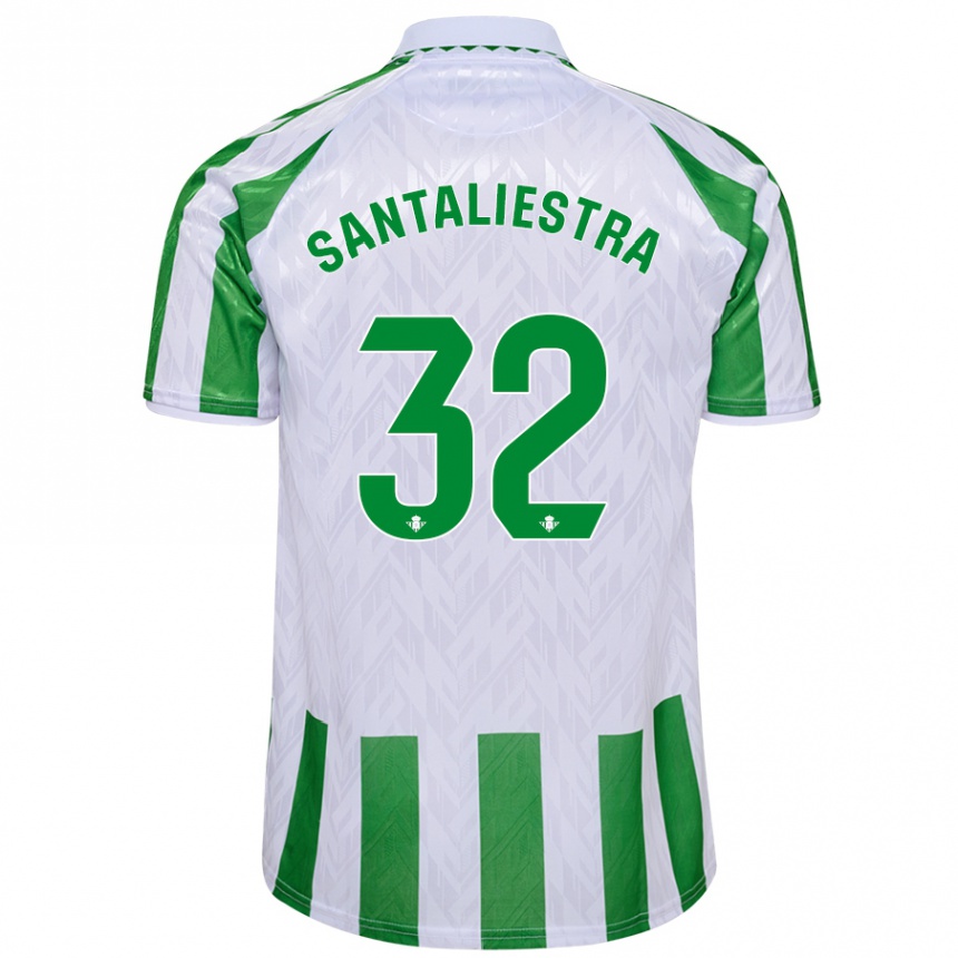 Kids Football Carla Santaliestra #32 Green White Stripes Home Jersey 2024/25 T-Shirt Uk