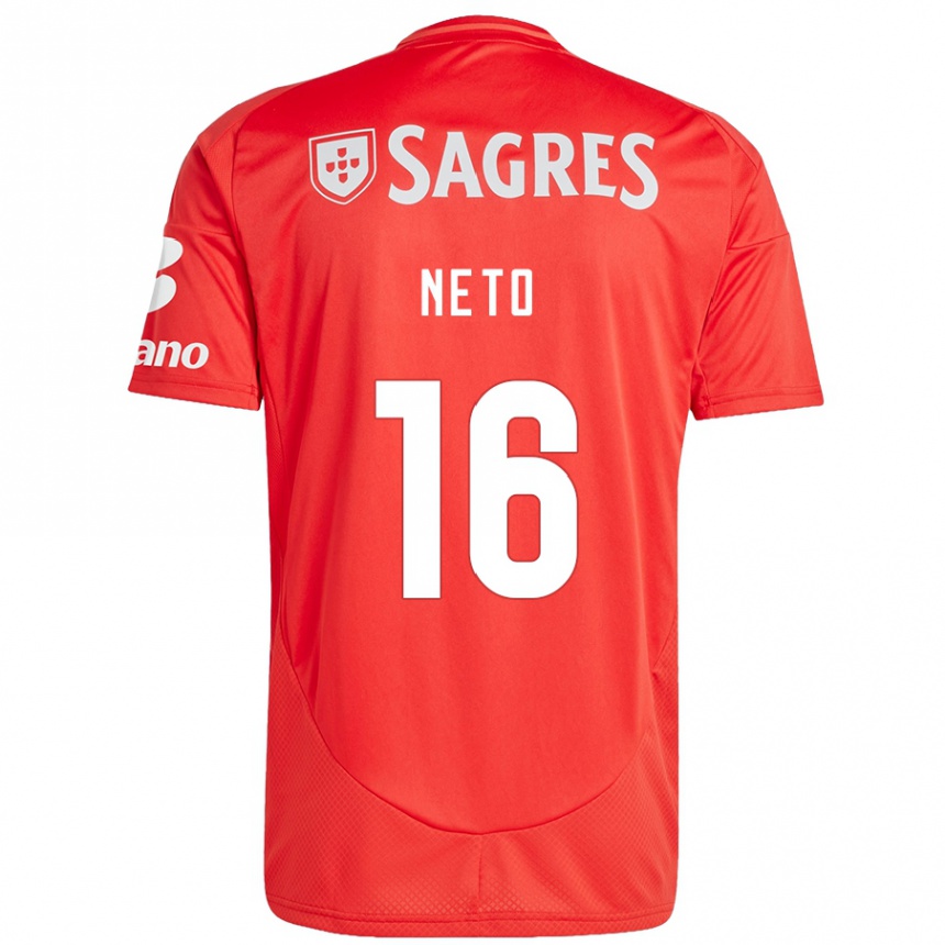 Kids Football Martim Neto #16 Red White Home Jersey 2024/25 T-Shirt Uk