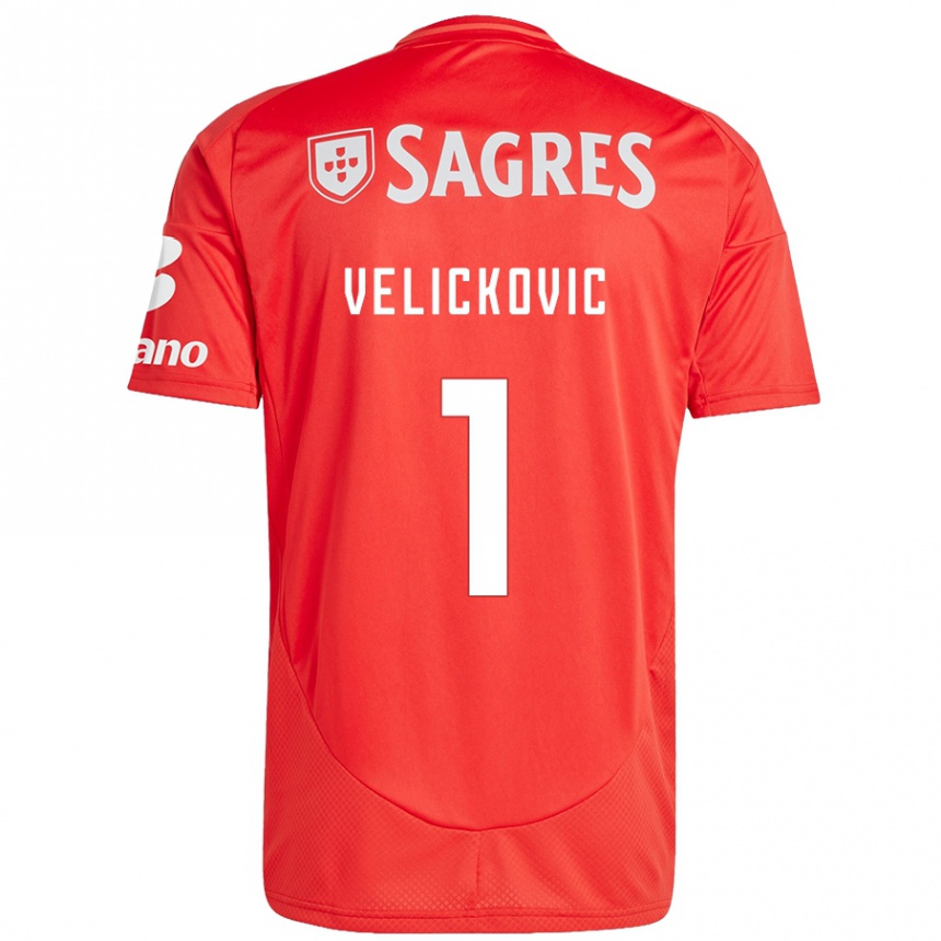 Kids Football Luka Velickovic #1 Red White Home Jersey 2024/25 T-Shirt Uk