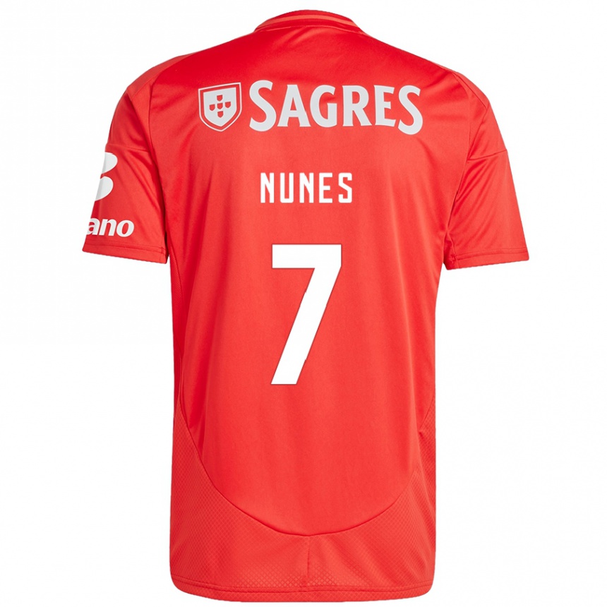 Kids Football Bernardo Nunes #7 Red White Home Jersey 2024/25 T-Shirt Uk