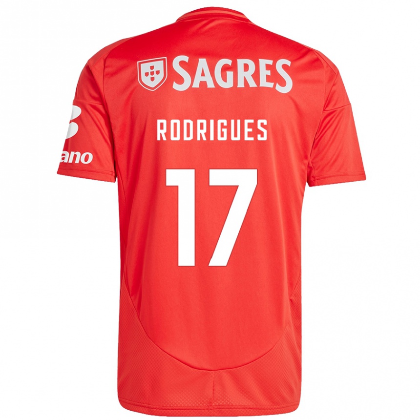 Kids Football Tiago Rodrigues #17 Red White Home Jersey 2024/25 T-Shirt Uk