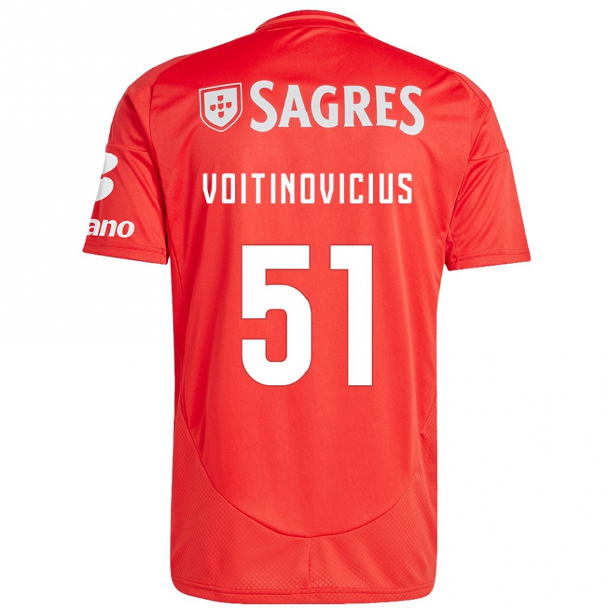 Kids Football Arnas Voitinovicius #51 Red White Home Jersey 2024/25 T-Shirt Uk