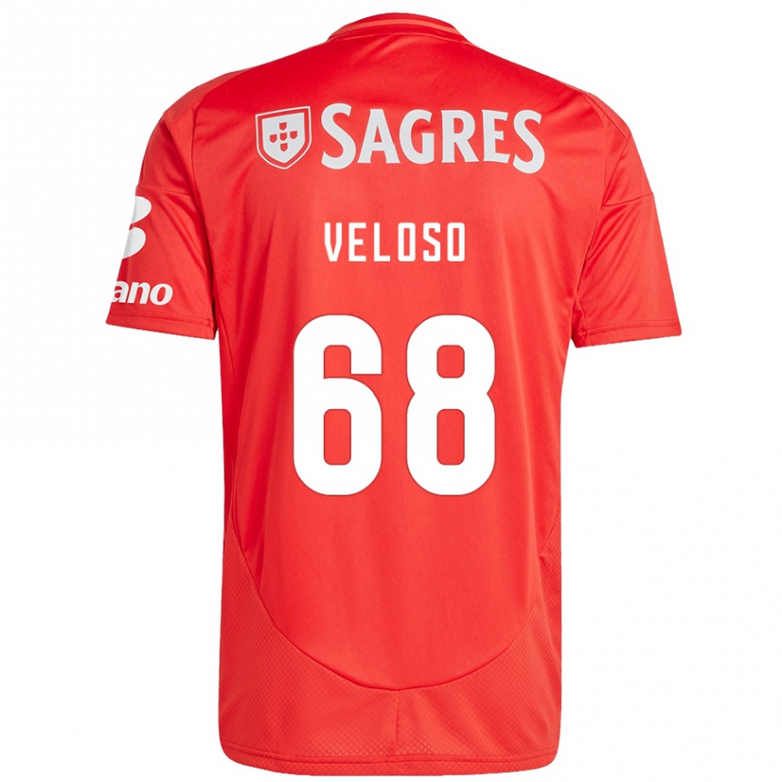 Kids Football João Veloso #68 Red White Home Jersey 2024/25 T-Shirt Uk