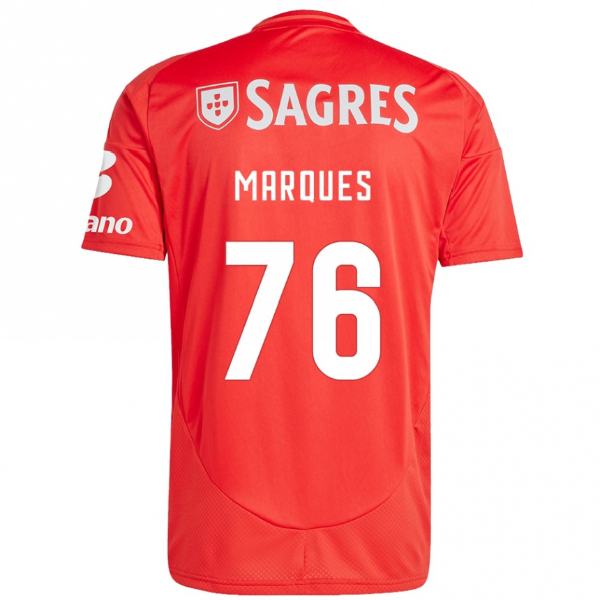 Kids Football Gustavo Marques #76 Red White Home Jersey 2024/25 T-Shirt Uk