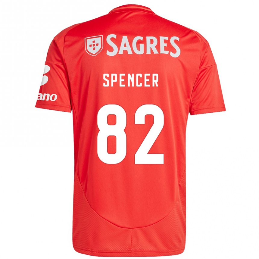 Kids Football Diogo Spencer #82 Red White Home Jersey 2024/25 T-Shirt Uk