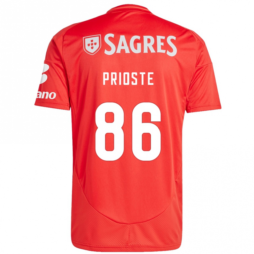 Kids Football Diogo Prioste #86 Red White Home Jersey 2024/25 T-Shirt Uk