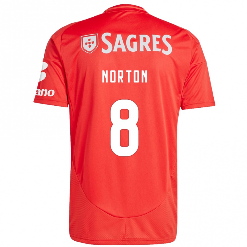 Kids Football Andreia Norton #8 Red White Home Jersey 2024/25 T-Shirt Uk