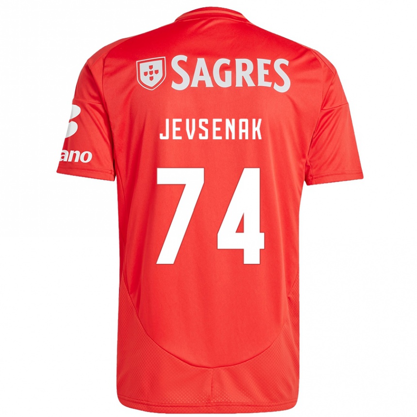 Kids Football Zan Jevsenak #74 Red White Home Jersey 2024/25 T-Shirt Uk