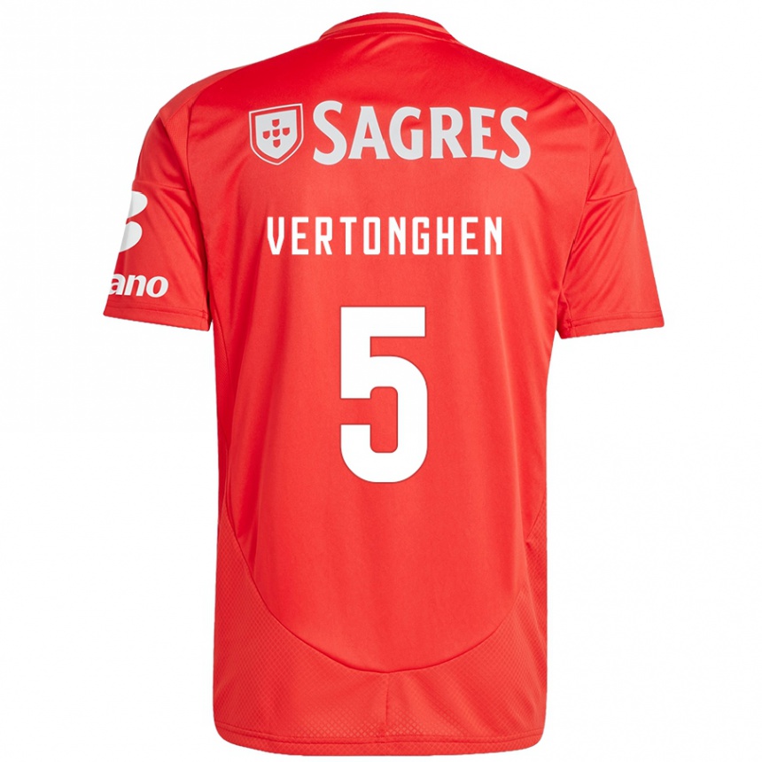 Kids Football Jan Vertonghen #5 Red White Home Jersey 2024/25 T-Shirt Uk