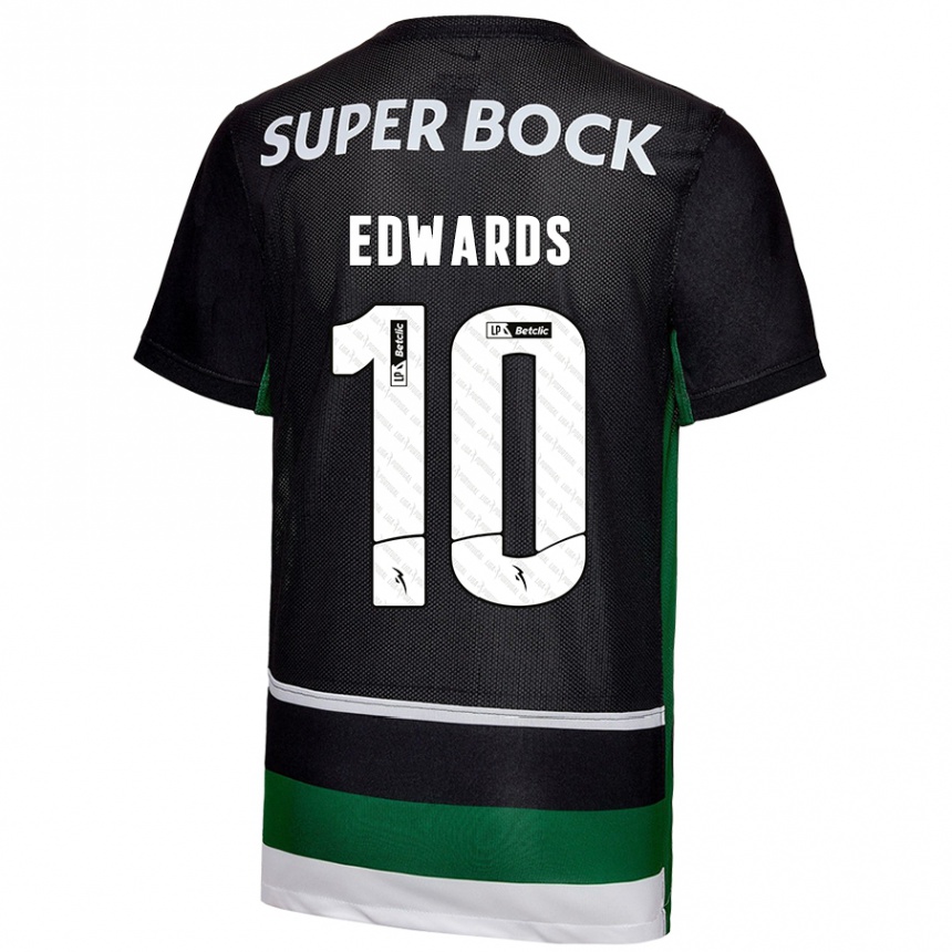 Kids Football Marcus Edwards #10 Black White Green Home Jersey 2024/25 T-Shirt Uk