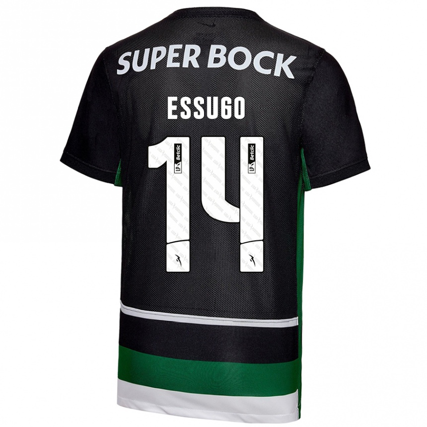 Kids Football Dário Essugo #14 Black White Green Home Jersey 2024/25 T-Shirt Uk