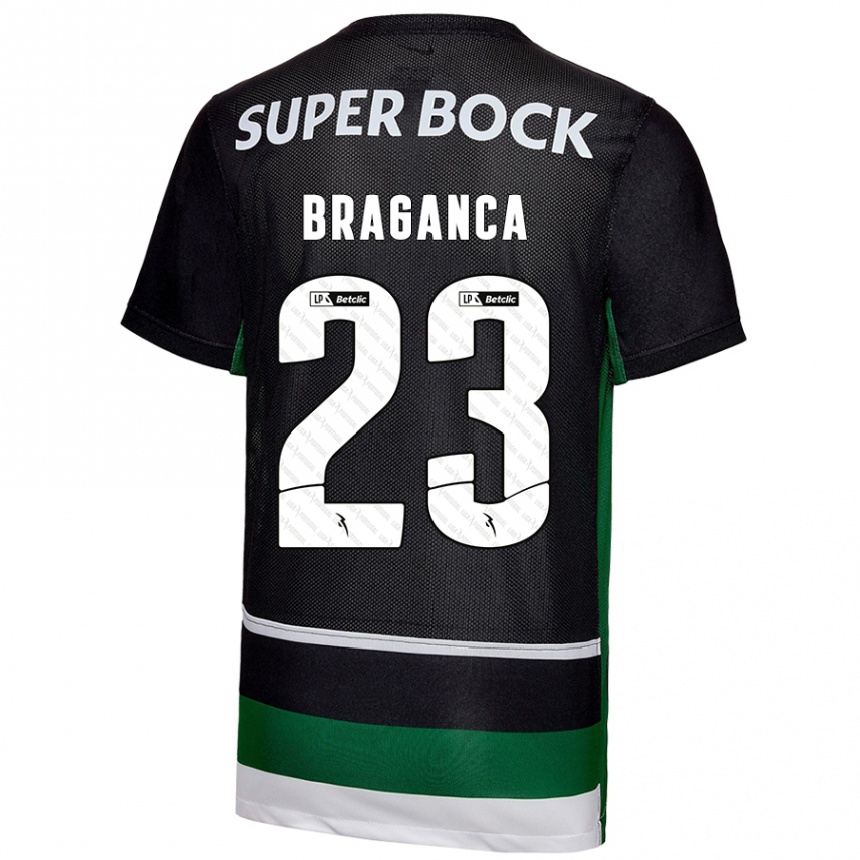 Kids Football Daniel Bragança #23 Black White Green Home Jersey 2024/25 T-Shirt Uk