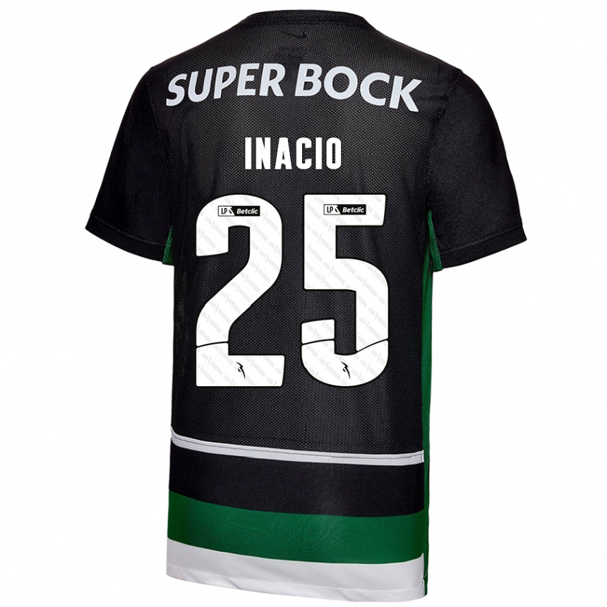 Kids Football Gonçalo Inácio #25 Black White Green Home Jersey 2024/25 T-Shirt Uk