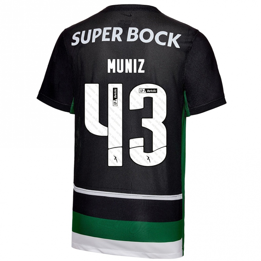 Kids Football João Muniz #43 Black White Green Home Jersey 2024/25 T-Shirt Uk