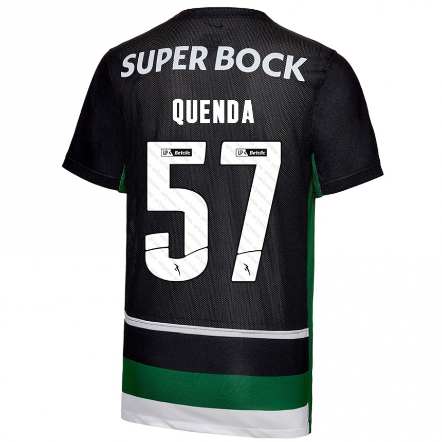 Kids Football Geovany Quenda #57 Black White Green Home Jersey 2024/25 T-Shirt Uk