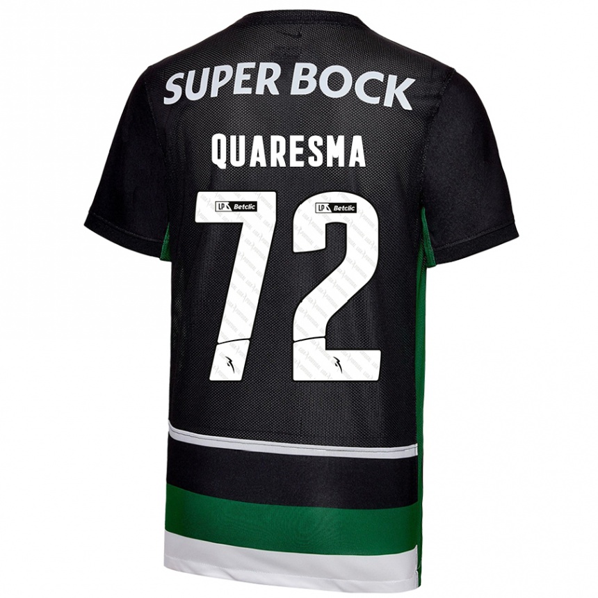 Kids Football Eduardo Quaresma #72 Black White Green Home Jersey 2024/25 T-Shirt Uk