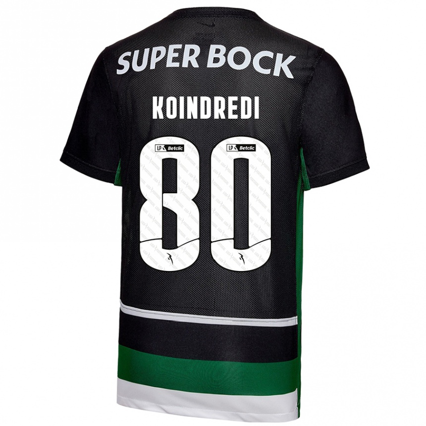 Kids Football Koba Koindredi #80 Black White Green Home Jersey 2024/25 T-Shirt Uk