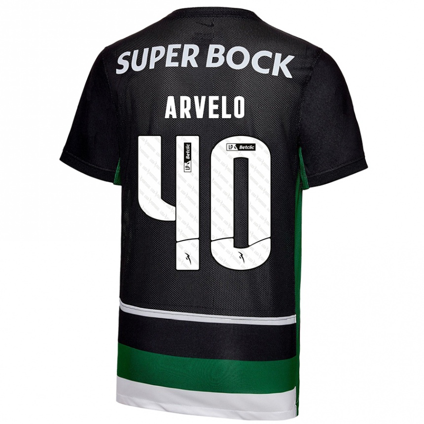 Kids Football Adam Arvelo #40 Black White Green Home Jersey 2024/25 T-Shirt Uk