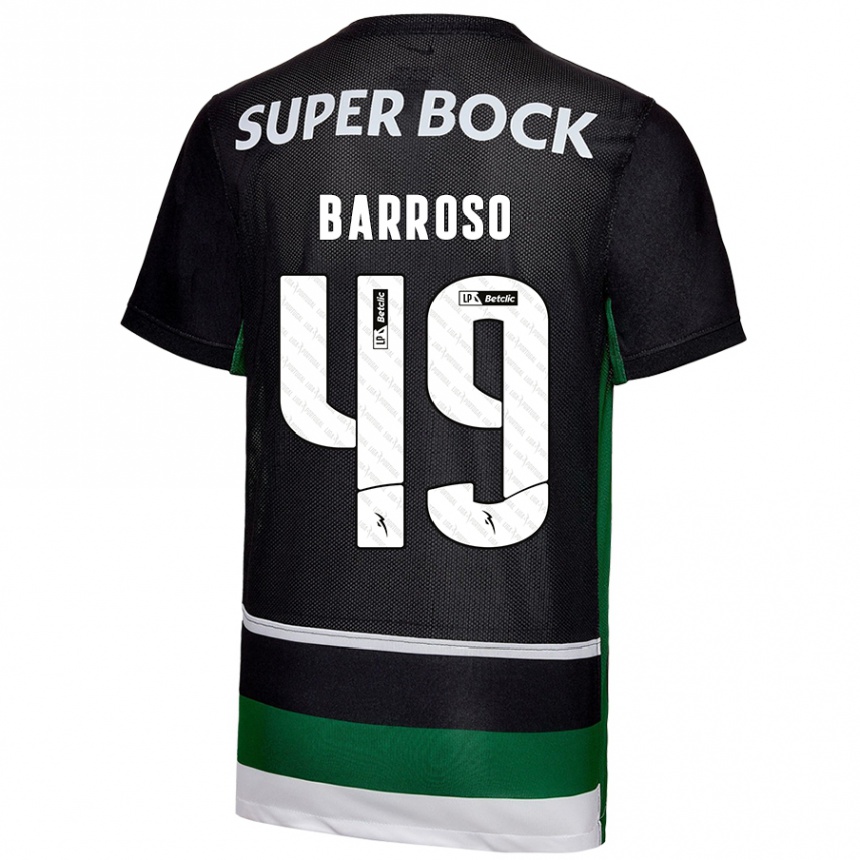 Kids Football Leonardo Barroso #49 Black White Green Home Jersey 2024/25 T-Shirt Uk