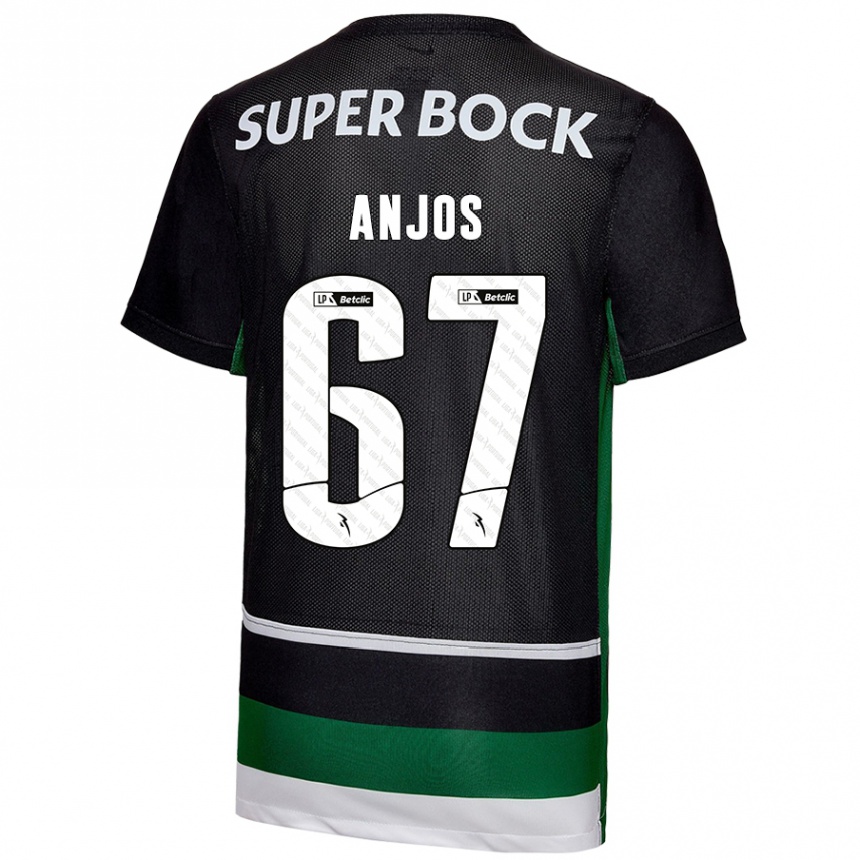 Kids Football Lucas Anjos #67 Black White Green Home Jersey 2024/25 T-Shirt Uk