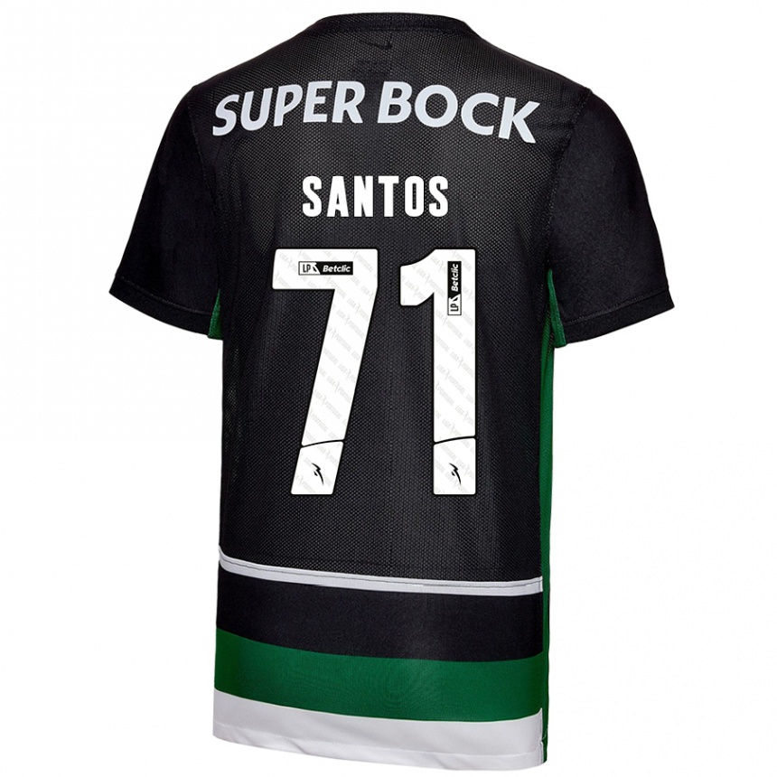 Kids Football Denilson Santos #71 Black White Green Home Jersey 2024/25 T-Shirt Uk