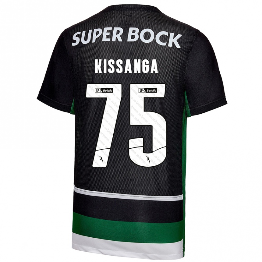 Kids Football Manuel Kissanga #75 Black White Green Home Jersey 2024/25 T-Shirt Uk