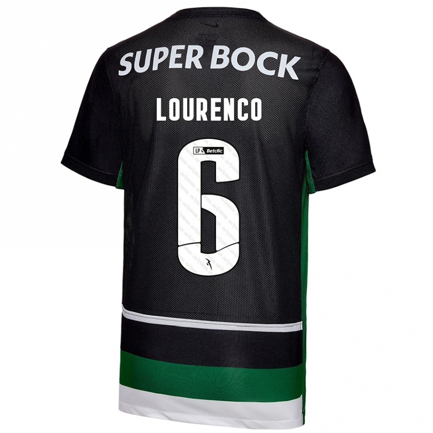 Kids Football Bruna Lourenço Urbano Costa #6 Black White Green Home Jersey 2024/25 T-Shirt Uk