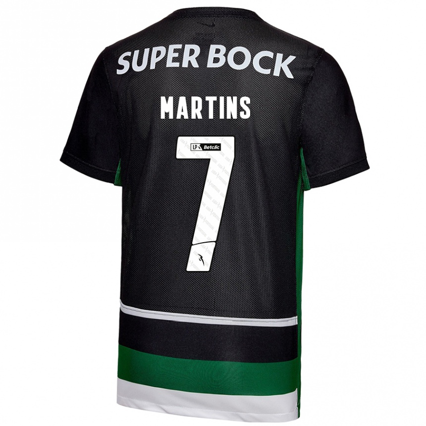 Kids Football Joana David Carromeu Martins #7 Black White Green Home Jersey 2024/25 T-Shirt Uk