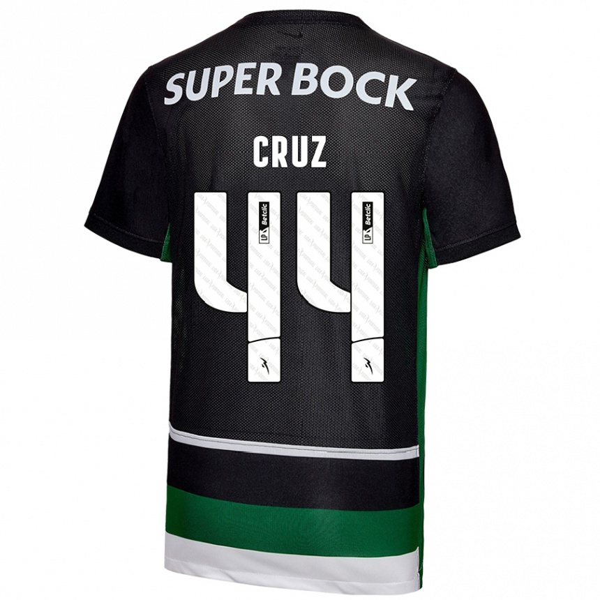 Kids Football Marco Cruz #44 Black White Green Home Jersey 2024/25 T-Shirt Uk