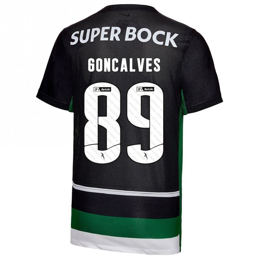 Kids Football André Gonçalves #89 Black White Green Home Jersey 2024/25 T-Shirt Uk