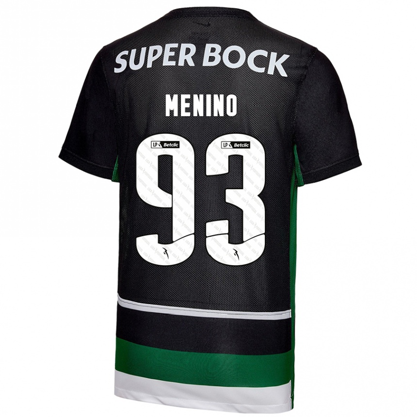 Kids Football Miguel Menino #93 Black White Green Home Jersey 2024/25 T-Shirt Uk