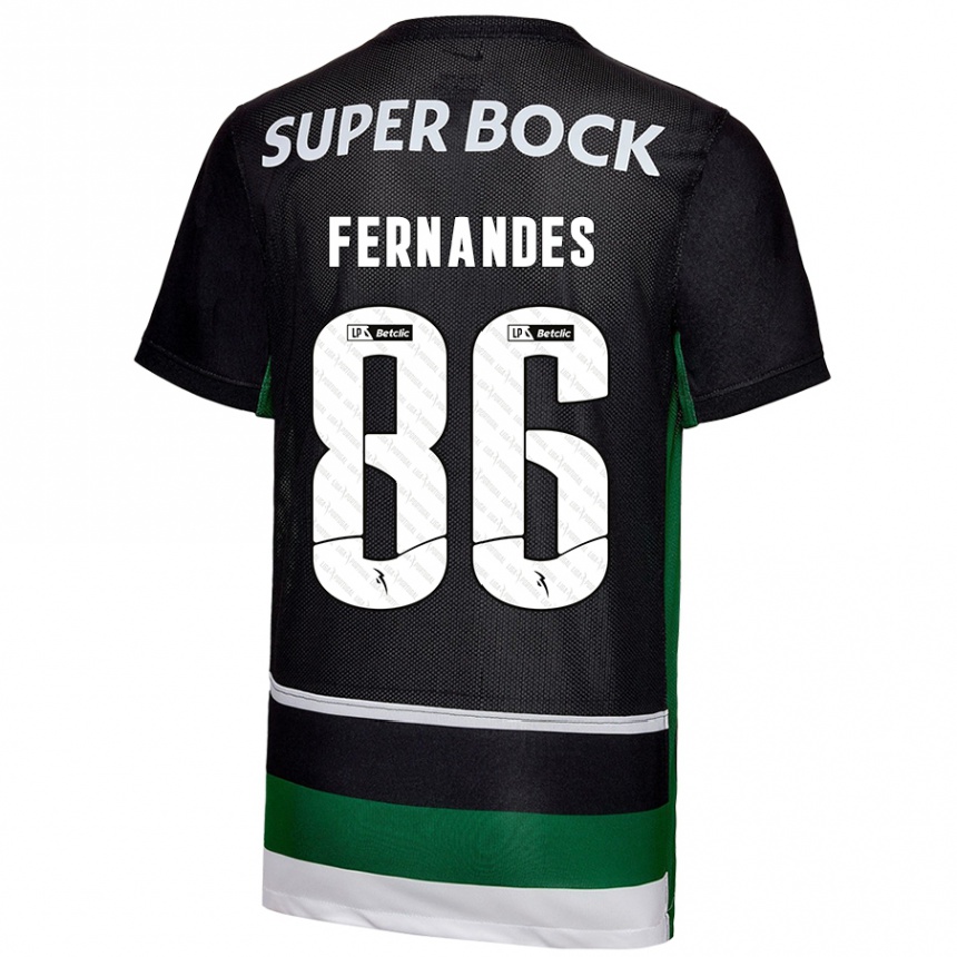 Kids Football Emanuel Fernandes #86 Black White Green Home Jersey 2024/25 T-Shirt Uk