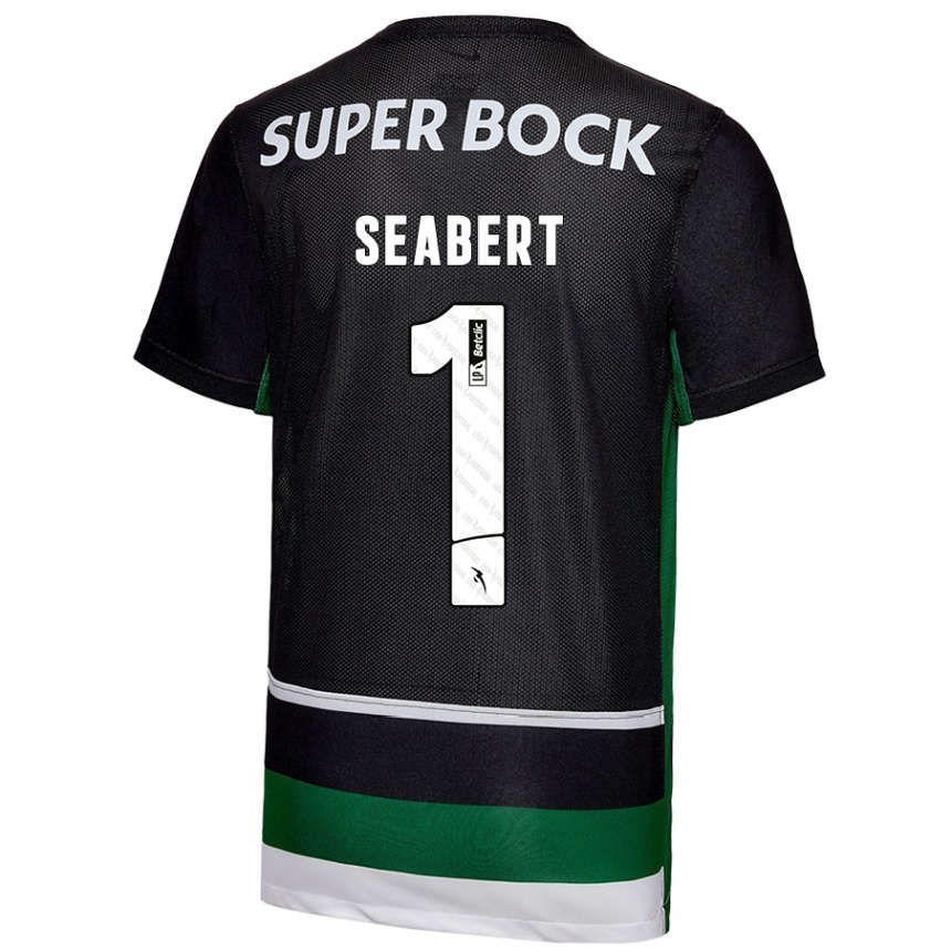 Kids Football Hannah Grace Seabert #1 Black White Green Home Jersey 2024/25 T-Shirt Uk