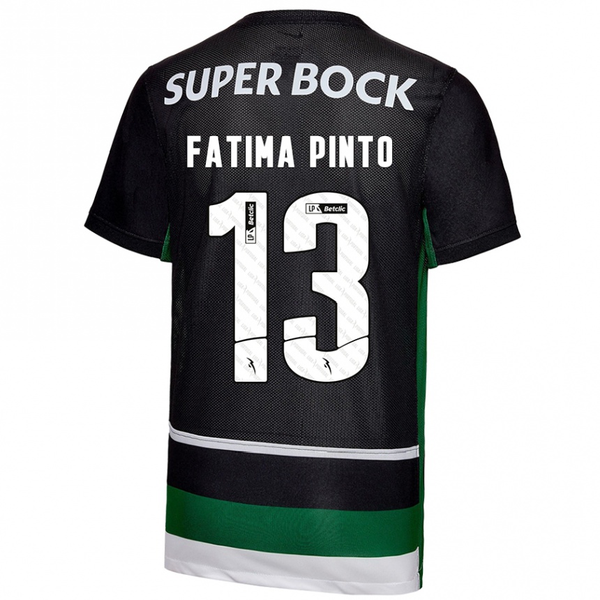 Kids Football Fátima Alexandra Figueira Pinto #13 Black White Green Home Jersey 2024/25 T-Shirt Uk