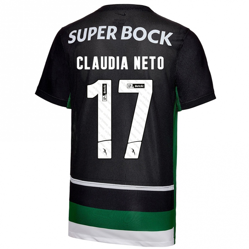 Kids Football Cláudia Teresa Pires Neto #17 Black White Green Home Jersey 2024/25 T-Shirt Uk