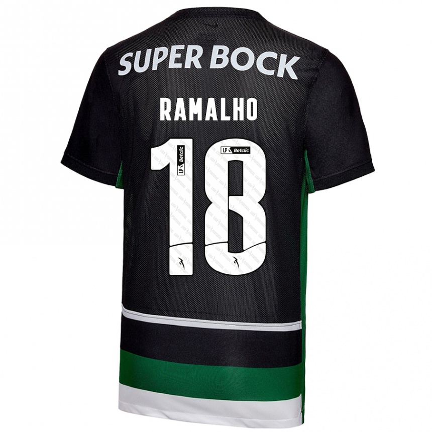 Kids Football Inês Filipa Ramalho Gonçalves #18 Black White Green Home Jersey 2024/25 T-Shirt Uk