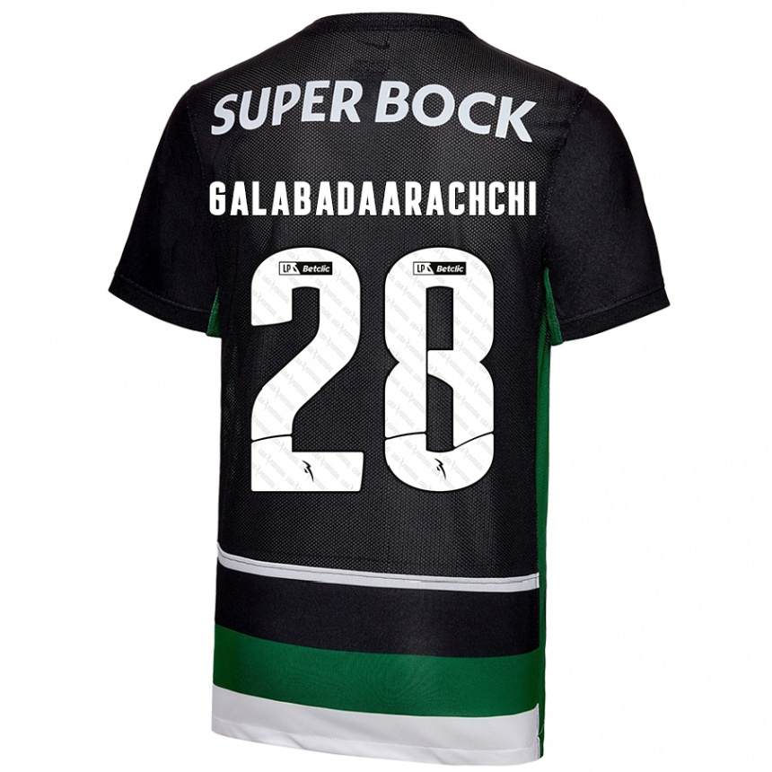 Kids Football Jacinta Galabadaarachchi #28 Black White Green Home Jersey 2024/25 T-Shirt Uk