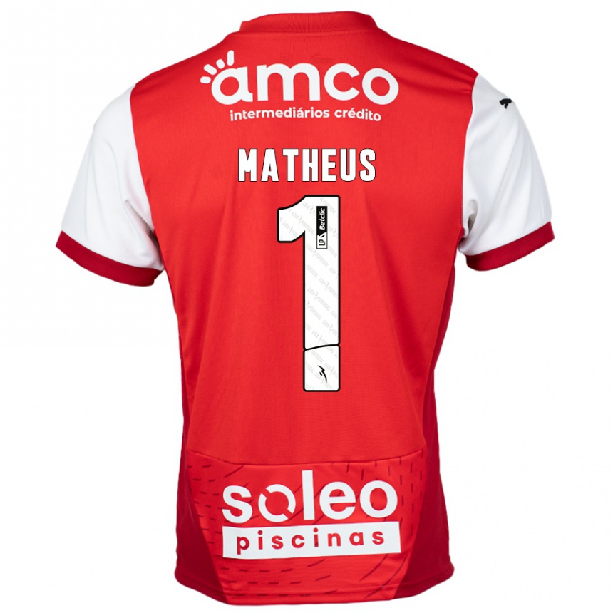 Kids Football Matheus #1 Red White Home Jersey 2024/25 T-Shirt Uk