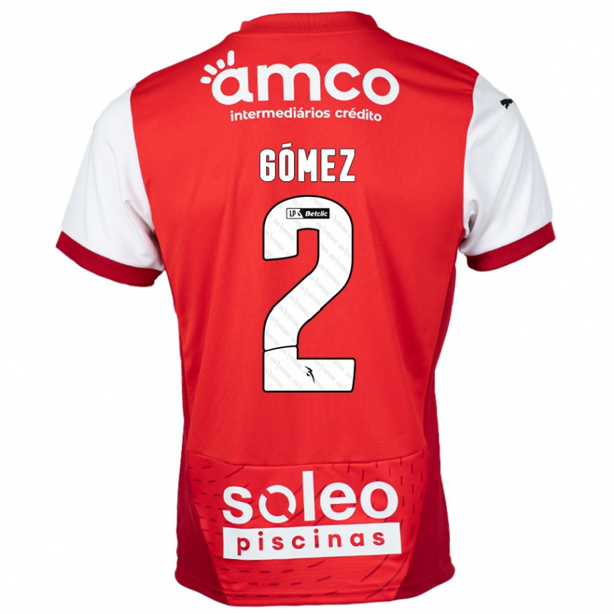 Kids Football Víctor Gómez #2 Red White Home Jersey 2024/25 T-Shirt Uk