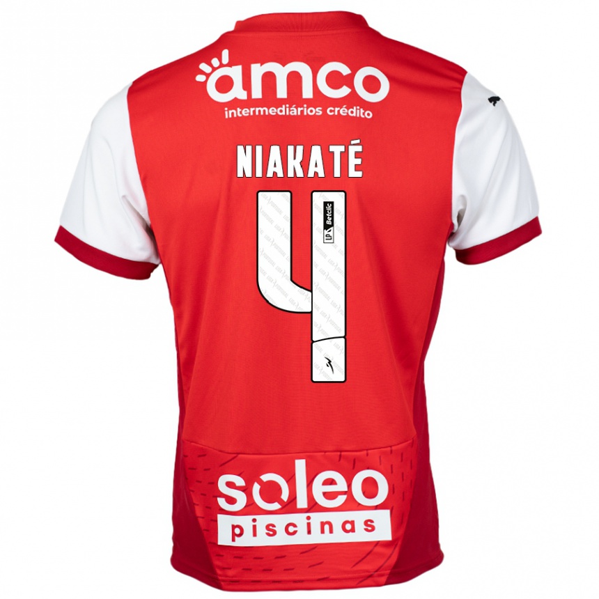 Kids Football Sikou Niakaté #4 Red White Home Jersey 2024/25 T-Shirt Uk