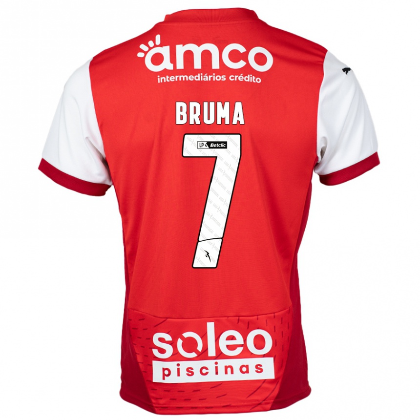 Kids Football Bruma #7 Red White Home Jersey 2024/25 T-Shirt Uk