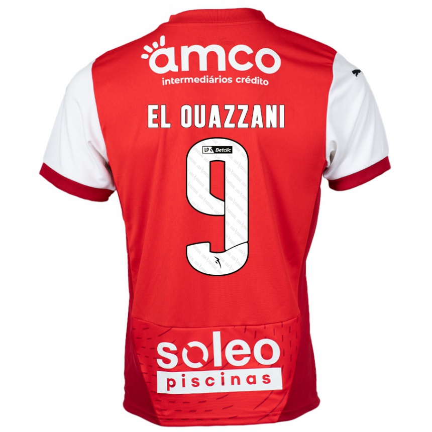 Kids Football Amine El Ouazzani #9 Red White Home Jersey 2024/25 T-Shirt Uk