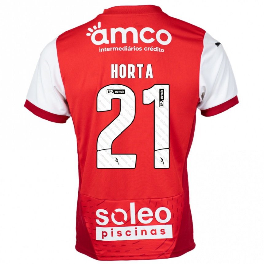 Kids Football Ricardo Horta #21 Red White Home Jersey 2024/25 T-Shirt Uk