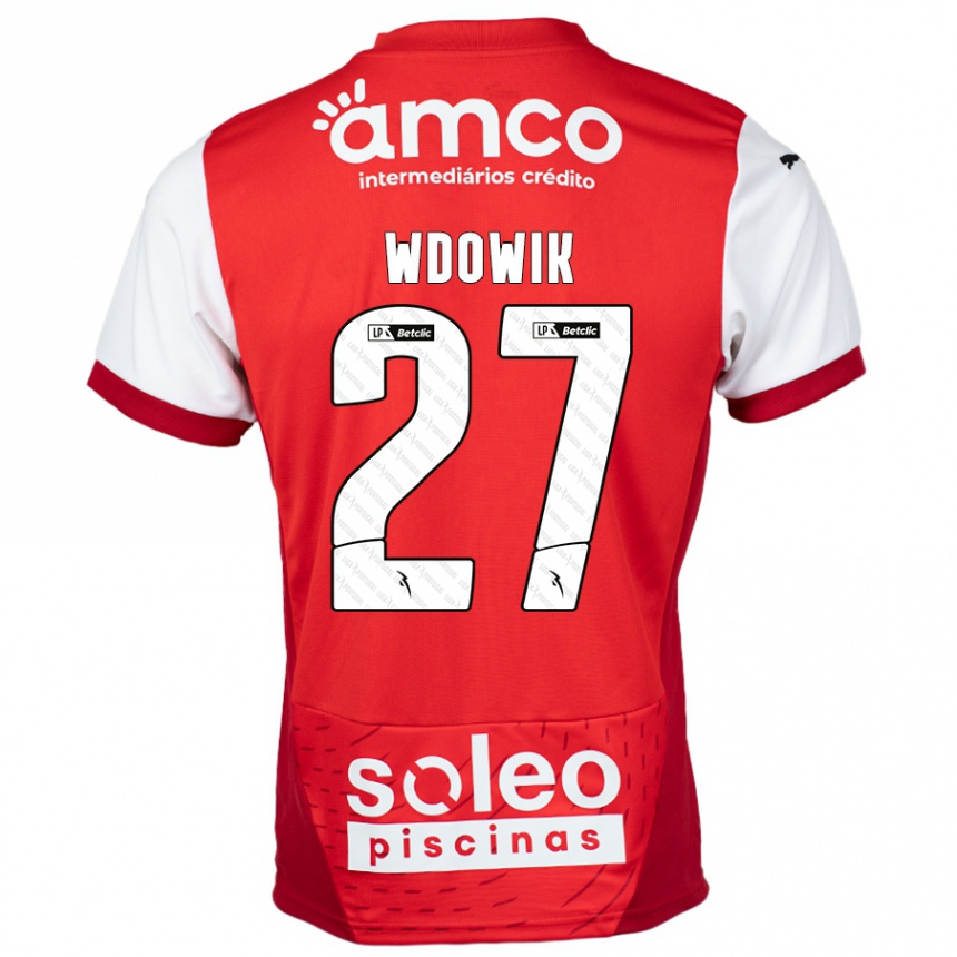 Kids Football Bartlomiej Wdowik #27 Red White Home Jersey 2024/25 T-Shirt Uk